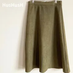 HusHusH ハッシュアッシュ　スエード調　フレアスカート　膝下丈　カーキ　無地　 Lサイズのサムネイル