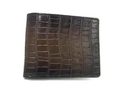 ■新品■未使用■ PRARE プレリー クロコダイル型押しレザー 二つ折り 財布 ウォレット 小銭入れ 札入れ ブラウン系 BS1883のサムネイル