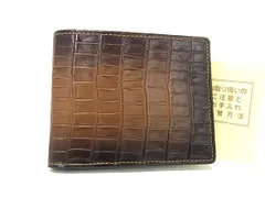 ■新品■未使用■ PRARE プレリー クロコダイル型押しレザー 二つ折り 財布 ウォレット 小銭入れ 札入れ ブラウン系 BS1900のサムネイル