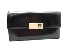 ■美品■ Salvatore Ferragamo フェラガモ ガンチーニ レザー 三つ折り 長財布 ウォレット 小銭入れ 札入れ ブラック系 DL6768のサムネイル