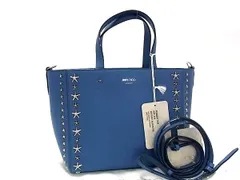 ■新品同様■ JIMMY CHOO ジミーチュウ ペガシ スタースタッズ レザー 2WAY ショルダーバッグ ハンドバッグ 斜め掛け ブルー系 FV5907のサムネイル