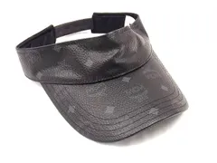 ■新品同様■ MCM エムシーエム モノグラム ヴィセトス柄 PVC サンバイザー 帽子 メンズ レディース ブラック系 FV5606のサムネイル