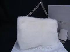 ■新品■未使用■ JIMMY CHOO ジミーチュウ ファー チェーン タッセル ワンハンドル ハンドバッグ クラッチバッグ ホワイト系 FN8695のサムネイル