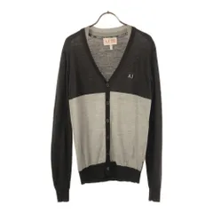 ARMANI JEANS アルマーニジーンズ ウール 長袖 ニットカーディガン XS ブラウン×グレー メンズ 古着のサムネイル