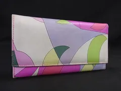 EMILIO PUCCI エミリオプッチ レザー 二つ折り 長財布 ウォレット 小銭入れ 札入れ レディース パープル系×マルチカラー DL1829のサムネイル