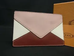 ■極美品■ TODS トッズ レザー カードケース パスケース 定期入れ 名刺入れ  ピンク系×マルチカラー GD0252のサムネイル