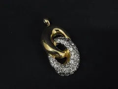 ■美品■ VALENTINO ヴァレンティノ ラインストーン ネックレストップ ペンダントトップ アクセサリー ゴールド系×シルバー系 DK7952のサムネイル