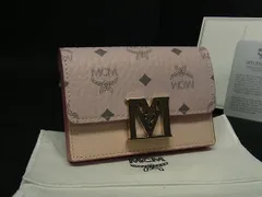 ■極美品■ MCM エムシーエム メーナ ヴィセトス柄 レザー 二つ折り 財布 ウォレット 小銭入れ カード入れ ライトピンク系 BN5370のサムネイル