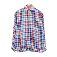 JUNYA WATANABE COMME des GARCONS ジュンヤワタナベコムデギャルソン 2012年 リネン チェック柄 長袖 チェックシャツ XS 青系 メンズ 古着のサムネイル
