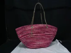 ■美品■ JIMMY CHOO ジミーチュウ ラフィア×レザー ハンドバッグ トート ショルダー 肩掛け レディース パープル系 FR1788のサムネイル