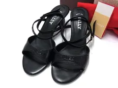 ■美品■ BALLY バリー レザー ヒール サンダル 表記サイズ 4 1/2 (約22.0?) 靴 シューズ レディース ブラック系 DK0568のサムネイル