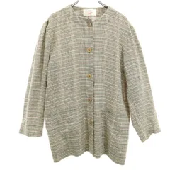 Givenchy ジバンシー 90s リネン オールド チェック柄 ジャケット 9 ブラウン レディース 古着のサムネイル