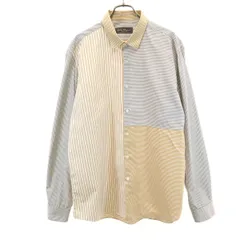 Salvatore Ferragamo サルヴァトーレフェラガモ イタリア製 ボーダー ストライプ柄 長袖 シャツ XL グレー メンズ 古着のサムネイル