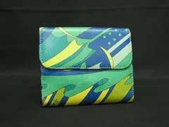 EMILIO PUCCI エミリオプッチ レザー 二つ折り 財布 ウォレット レディース グリーン系×マルチカラー DJ9837のサムネイル
