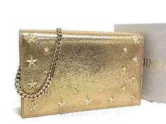 ■新品同様■ JIMMY CHOO ジミーチュウ スタースタッズ グリッター チェーン ショルダーバッグ 斜め掛け ゴールド系 FS2876のサムネイル