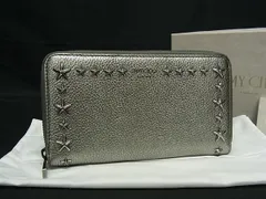 ■極美品■ JIMMY CHOO ジミーチュウ ピッパ スタースタッズ レザー ラウンドファスナー 長財布 ウォレット シルバー系 FH8753のサムネイル