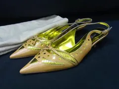 ■美品■ Sergio rossi セルジオロッシ レザー サンダル サイズ 36 1/2(約23.5cm) 靴 シューズ  ブラウン系×ゴールド系 DJ1970のサムネイル
