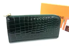 ■極上■本物■ JRA公認■新品同様■ HALEINE アレンヌ クロコダイル L字ファスナー 長財布 札入れ 小銭入れ グリーン系 BL8645のサムネイル
