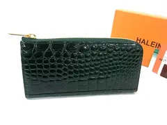 ■極上■本物■JRA公認■新品■未使用■ HALEINE アレンヌ クロコダイル L字ファスナー 長財布 ウォレット グリーン系 BL8648のサムネイル