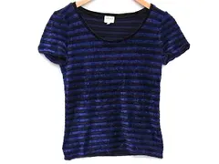 ARMANI COLLEZIONI アルマーニ コレッツィオーニ レーヨン×ナイロン ボーダー 半袖 Tシャツ トップス サイズ42 洋服 ブルー系 DI8052のサムネイル