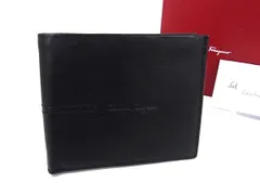 ■新品同様■ Salvatore Ferragamo フェラガモ  KD-66 8009 レザー 二つ折り 財布 ウォレット 小銭入れ 札入れ ブラック系 FH7349のサムネイル