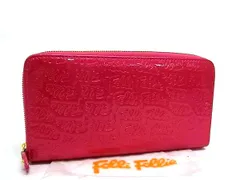 Folli Follie フォリフォリ パテントレザー ラウンドファスナー 長財布 ウォレット 札入れ 小銭入れ レディース ピンク系 DI3120のサムネイル