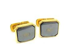 ■美品■ VALENTINO ヴァレンティノ ヴィンテージ カフスボタン カフリンクス アクセサリー メンズ  グレー系×ゴールド系 DI2922のサムネイル