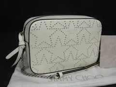 ■新品■未使用■ JIMMY CHOO ジミーチュウ グラフィックスター レザー ショルダーバッグ クロスボディ 斜め掛け ホワイト系 FI9146のサムネイル