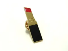 ■美品■ CHANEL シャネル リップ 口紅 ルージュ ピンブローチ ピンバッジ アクセサリー レディース ブラック系×ゴールド系 DH5537のサムネイル