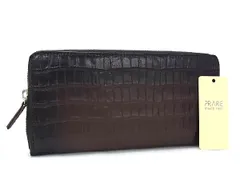 ■新品■未使用■ PRARE プレリー クロコダイル型押しレザー ラウンドファスナー 長財布 ウォレット 小銭入れ ブラウン系 FM4268のサムネイル
