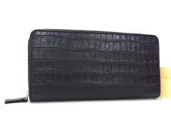 ■新品■未使用■ PRARE プレリー クロコダイル型押しレザー ラウンドファスナー 長財布 ウォレット メンズ ブラック系 BP1140のサムネイル