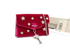 ■新品同様■ JIMMY CHOO　ジミーチュウ ベリー ベルベット 2WAY クロスボディ カードケース パスケース レディース ピンク系 FG4767のサムネイル