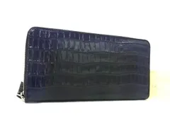 ■新品■未使用■ PRARE プレリー クロコダイル型押しレザー ラウンドファスナー 長財布 ウォレット ブラック系×ネイビー系 BP0228のサムネイル