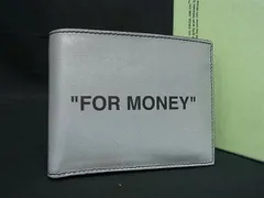 ■新品■未使用■ Off-White オフホワイト レザー 二つ折り 財布 ウォレット 小銭入れ 札入れ メンズ グレー系 FI1675のサムネイル