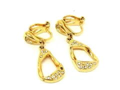 ■美品■ HANAE MORI ハナエモリ ラインストーン クリップ式 イヤリング アクセサリー レディース ゴールド系 DG2642のサムネイル