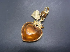 ■極美品■ Samantha Thavasa petit choice サマンサタバサ ハートティアラチャーム キーホルダー ゴールド系×オレンジ系 DF1037のサムネイル
