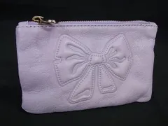 ■美品■ RED VALENTINO レッドヴァレンティノ レザー リボン ポーチ メイクポーチ 化粧ポーチ マルチケース ライトパープル系 DG1557のサムネイル