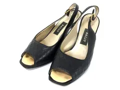 BALLY バリー レザー オープントゥ ヒール サンダル サイズ6M (約23.5cm) 靴 シューズ レディース ブラック系 DF8592のサムネイル