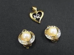 ■美品■ NINA RICCI ニナリッチ クリップ式 イヤリング ネックレストップ ペンダントトップ 2点セット ゴールド系×シルバー系 DF9080のサムネイル