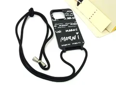 ■美品■ MARNI マルニ GUMMY iPhone14Pro対応 ネックストラップ付き アイフォンケース スマホケース ブラック系×ホワイト系 FC8324のサムネイル