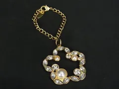 ■美品■ Samantha Thavasa サマンサタバサ ビジュー パール バッグチャーム キーホルダー レディース ゴールド系 DF6421のサムネイル