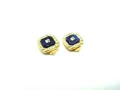 ■美品■ NINA RICCI ニナリッチ ラインストーン イヤリング クリップ式 アクセサリー レディース ゴールド系×ブルー系 DF0233のサムネイル