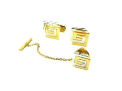 ■美品■ GIVENCHY ジバンシィ ネクタイピン カフスボタン カフリンクス メンズ ゴールド系×シルバー系 DF0289 冠婚葬祭 結婚式 葬式のサムネイル