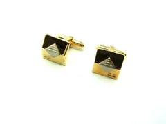 ■美品■ GIVENCHY ジバンシィ カフスボタン カフリンクス アクセサリー 紳士 ビジネス メンズ ゴールド系×シルバー系 DF0332 冠婚葬祭 結婚式 葬式のサムネイル