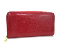 ■極美品■ BARCOS バルコス レザー ラウンドファスナー 長財布 ウォレット 小銭入れ 札入れ レディース レッド系 DF3135のサムネイル