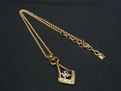 ■美品■ NINA RICCI ニナリッチ ラインストーン ネックレス ペンダント アクセサリー レディース ゴールド系 DF2337のサムネイル