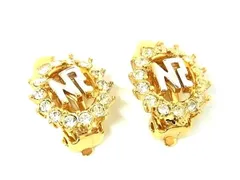 ■美品■ NINA RICCI ニナリッチ ラインストーン クリップ式 イヤリング アクセサリー ゴールド系 DE8421のサムネイル