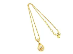 ■美品■ NINA RICCI ニナリッチ ラインストーン ロゴモチーフ ネックレス ペンダント アクセサリー レディース ゴールド系 DE8425のサムネイル