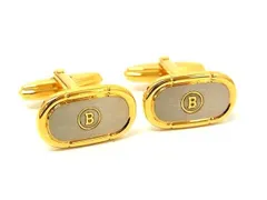 ■美品■ BALLY バリー カフス カフリンクス アクセサリー ビジネス 紳士 メンズ ゴールド系×シルバー系 DE8526 冠婚葬祭 結婚式 葬式のサムネイル