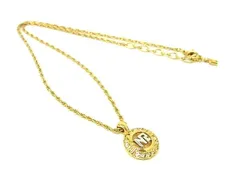 ■美品■ NINA RICCI ニナリッチ ラインストーン ネックレス ペンダント アクセサリー レディース ゴールド系 DE8173のサムネイル